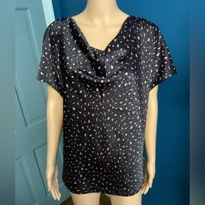 Anne Klein Black and Purple Patterned Blouse